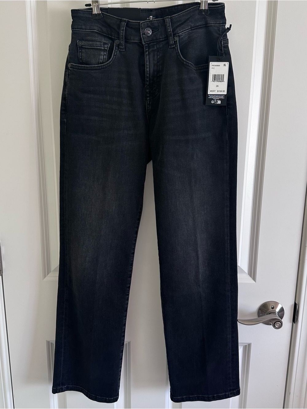 7 For All Mankind Women's Black Straight Jeans